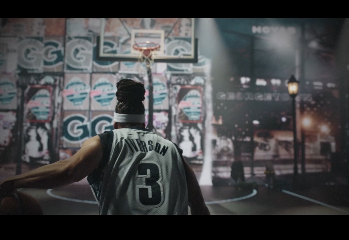 Cinematic still from a sports-media production