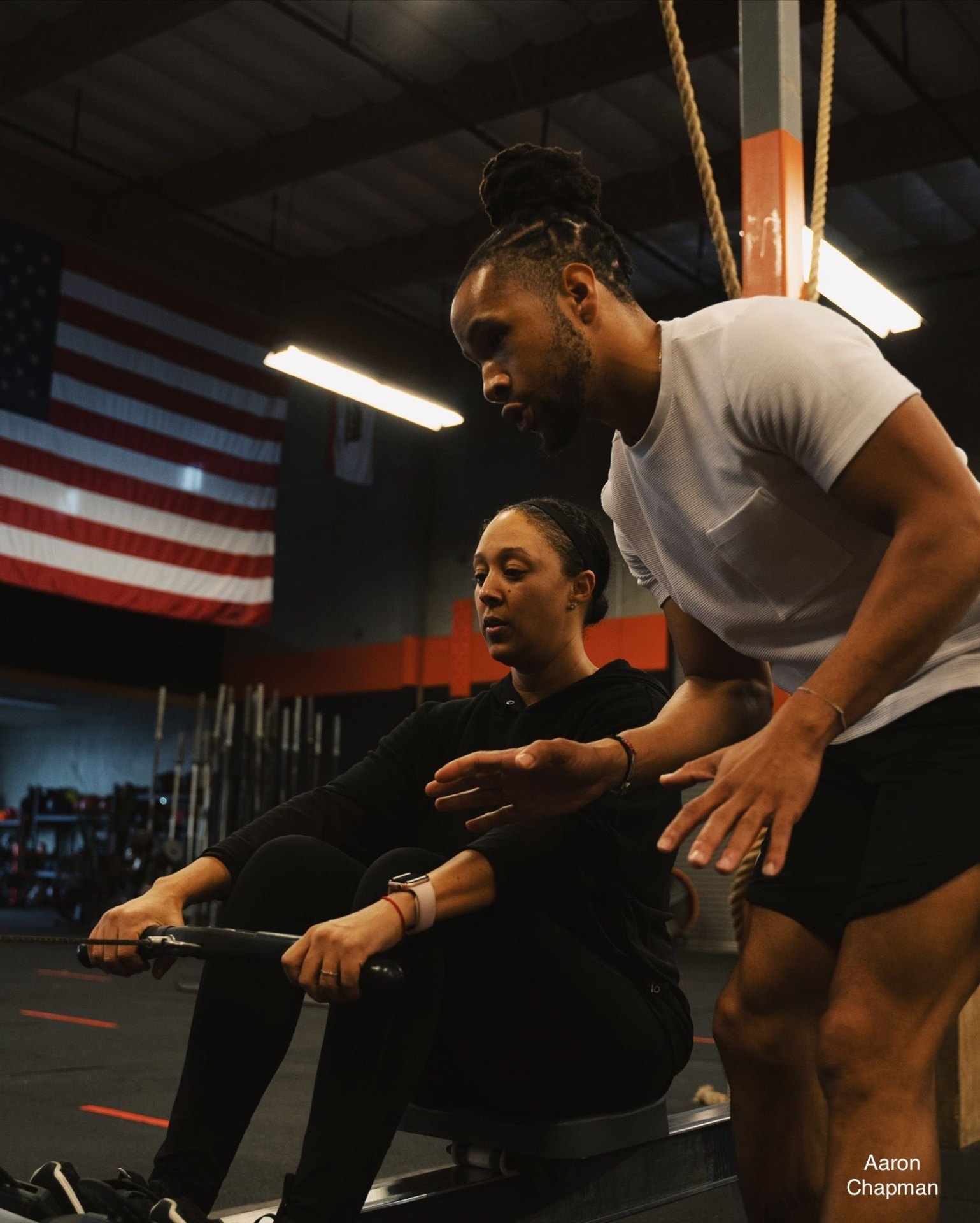 Giles Chapman coaching an athlete on form and mechanics